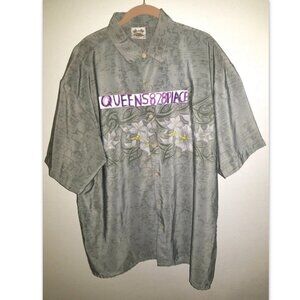 Island Tropics Hawaiian Shirt Mens XL Green White Floral Short Sleeve Button Up